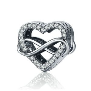 Sterling Silver Heart Infinity Charm w/ Cubic Zirconia